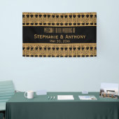 Goud en zwart art deco patroon bruiloft spandoek (Beurs)