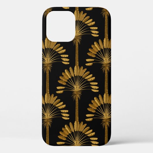 Goud en zwart behangselpapier met een bloempatroon Case-Mate iPhone case (Achterkant)