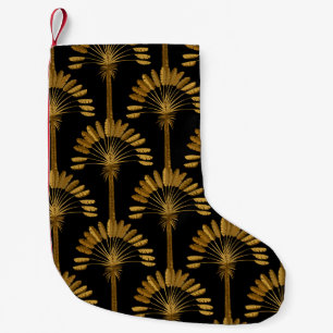 Goud en zwart behangselpapier met een bloempatroon kleine kerstsok