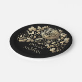 Goud en Zwart Bloemen Bruiloft Papieren Bordje (Gekanteld)