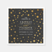 Goud en zwart Confetti Folie bruiloft servetten (Voorkant)