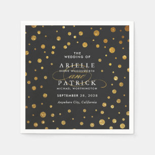 Goud en zwart Confetti Folie bruiloft servetten