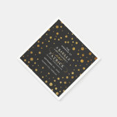 Goud en zwart Confetti Folie bruiloft servetten (Hoek)