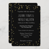 Goud en Zwart Confetti Stippen Bruiloft Kaart (Voorkant / Achterkant)