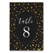 Goud en Zwart Confetti Trouwtafel Aantal Kaarten (Achterkant)