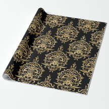 Goud en zwart, Damask Pattern.