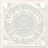 Goud en zwart damast. 50e bruiloft Jubileum Glazen Onderzetter (Achterkant)