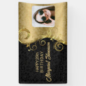 Goud en zwart damast met foto spandoek (Verticaal)