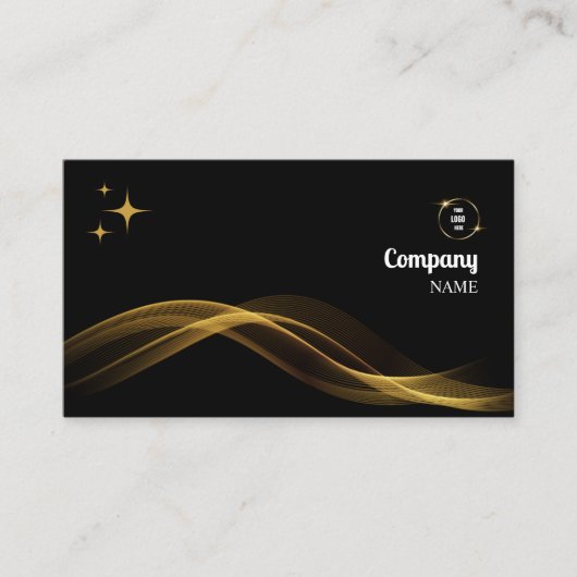 Goud en zwart elegant modern visitekaartje (Voorkant)