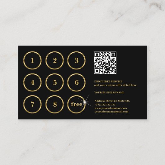 Goud en zwart Elegante QR Code Loyalty Kaart (Voorkant)