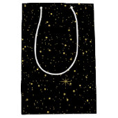 Goud en zwart faux glitter medium cadeauzakje (Voorkant)