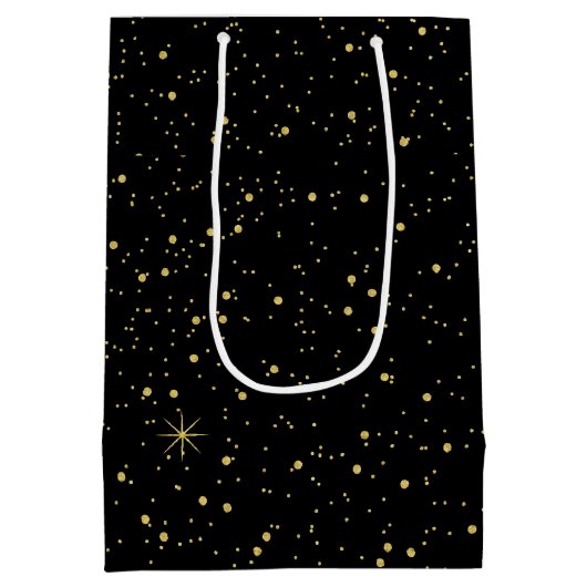 Goud en zwart faux glitter medium cadeauzakje (Achterkant)