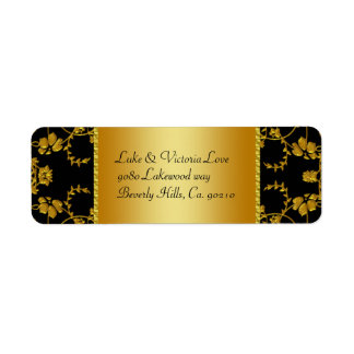 Goud en zwart Floral Weddenschap Etiket