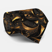Goud en zwart Fractal mandelbrot Stropdas (Opgerold)