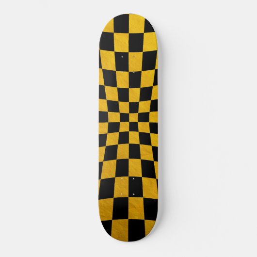 Goud en zwart Gecontroleerd vierkant mozaïek/Schaa Skateboard (Voorkant)
