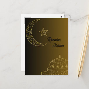 Goud en Zwart Gelukkig Ramadan Kareem 2024 Briefkaart