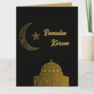 Goud en Zwart Gelukkig Ramadan Kareem 2024 Kaart