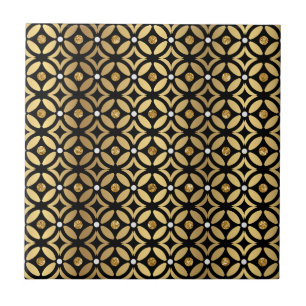 Goud en zwart geometrisch patroon tegeltje