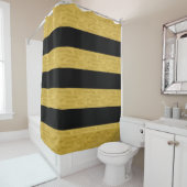 Goud en zwart gestreept schoengordijn douchegordijn (In situ)