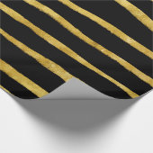 Goud en zwart gestreepte olievlek cadeaupapier (Hoek)