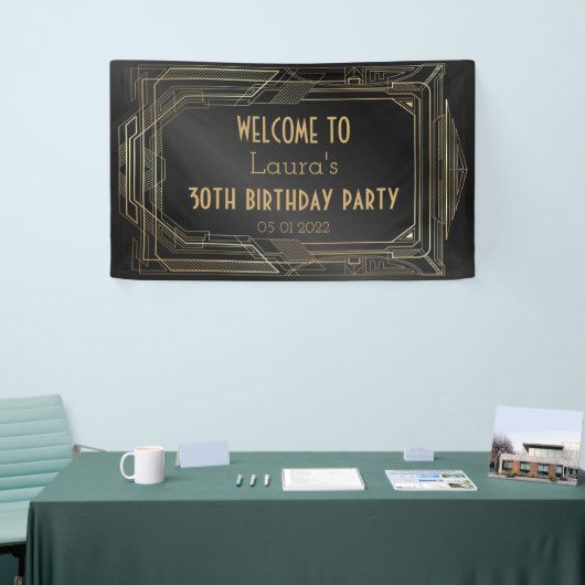 Goud en zwart, geweldige Gatsby Party Banner Back  (Beurs)
