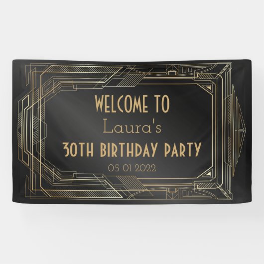 Goud en zwart, geweldige Gatsby Party Banner Back  (Horizontaal)