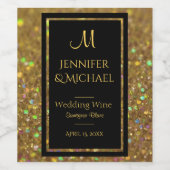 Goud en zwart Glitter Look Wijnlabel Wijn Etiket (Enkel label)