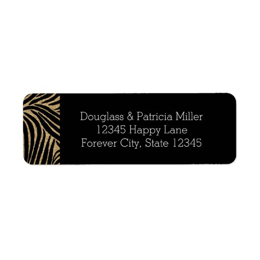 Goud en zwart Glitter Zebra Print Etiket (Voorkant)