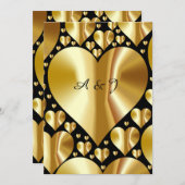 Goud en zwart hart Klassic Weddenschap-uitnodiging Kaart (Voorkant / Achterkant)