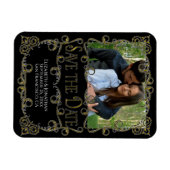  goud en zwart huwelijk sparen de Datum Foto Magneet (Horizontaal)