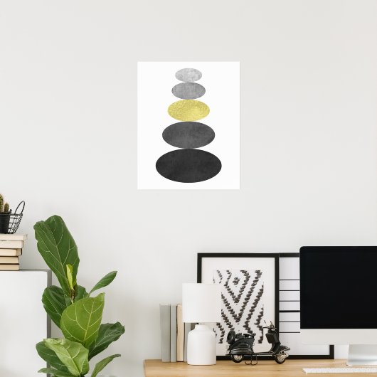 Goud en zwart, ingevroren, inzetbare kunst Matig m Poster (Thuiskantoor)