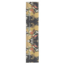 Goud en zwart Japans Kimono Floral Dining