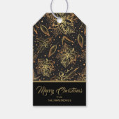 Goud en Zwart Kerst Bloemstuk Cadeaulabel (Voorkant)