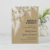 Goud en Zwart Koppels Douche Palmen Uitnodigingen (Staand voorkant)