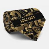 Goud en zwart kubisme stropdas (Opgerold)