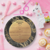 Goud en zwart marmer thema bruiloft Menu Papieren Bordje (Feest)