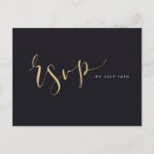 Goud en Zwart Modern Eenvoudig Script bruiloft RSV Uitnodiging Briefkaart (Voorkant)