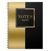 Goud en zwart modern geometrisch ontwerp notitieboek (Voorkant)