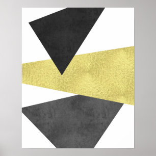 Goud en zwart Modern minimale geometrische kunst Poster