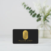 Goud en zwart Monogram Modern minimalist Visitekaartje (Staand voorkant)