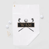 Goud en zwart monogram op maat golfhanddoek (Insitu)