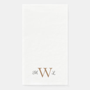 Goud en Zwart Monogram Wit Elegant Bruiloft Servet