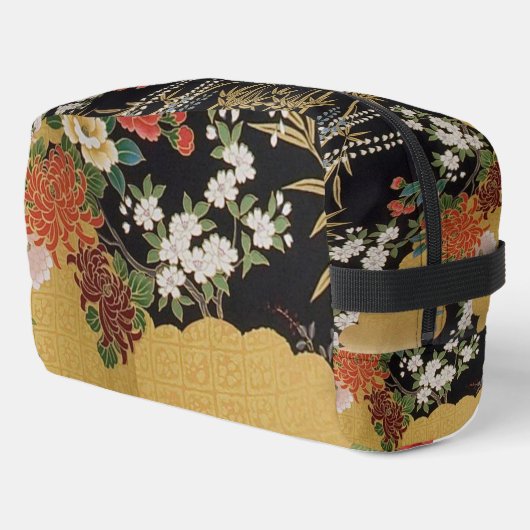 Goud en zwart Oosters Japans Kimono Floral Toilettasje (Linkerhoek)