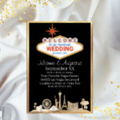 Goud en zwart skyline Las Vegas bruiloft Kaart