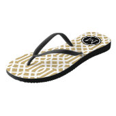 Goud en zwart Trellis Monogram Teenslippers (Schuin)
