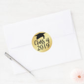 Goud en zwart van 2019 Afstuderen Favor Ronde Sticker (Envelop)
