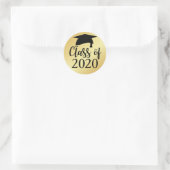 Goud en zwart van 2020 Afstuderen Favor Ronde Sticker (Tas)