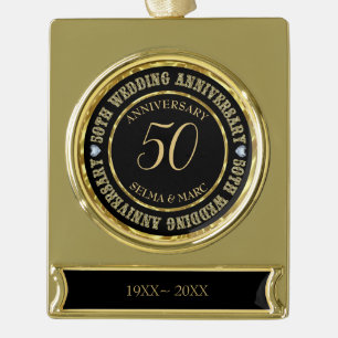 Goud en zwart witte diamanten verguld banner ornament