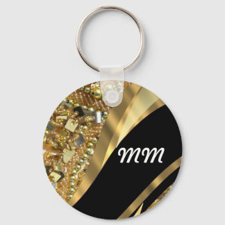 Goud en zwart zwenkpatroon sleutelhanger