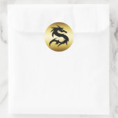 GOUD EN ZWARTE DRAGON RONDE STICKER (Tas)